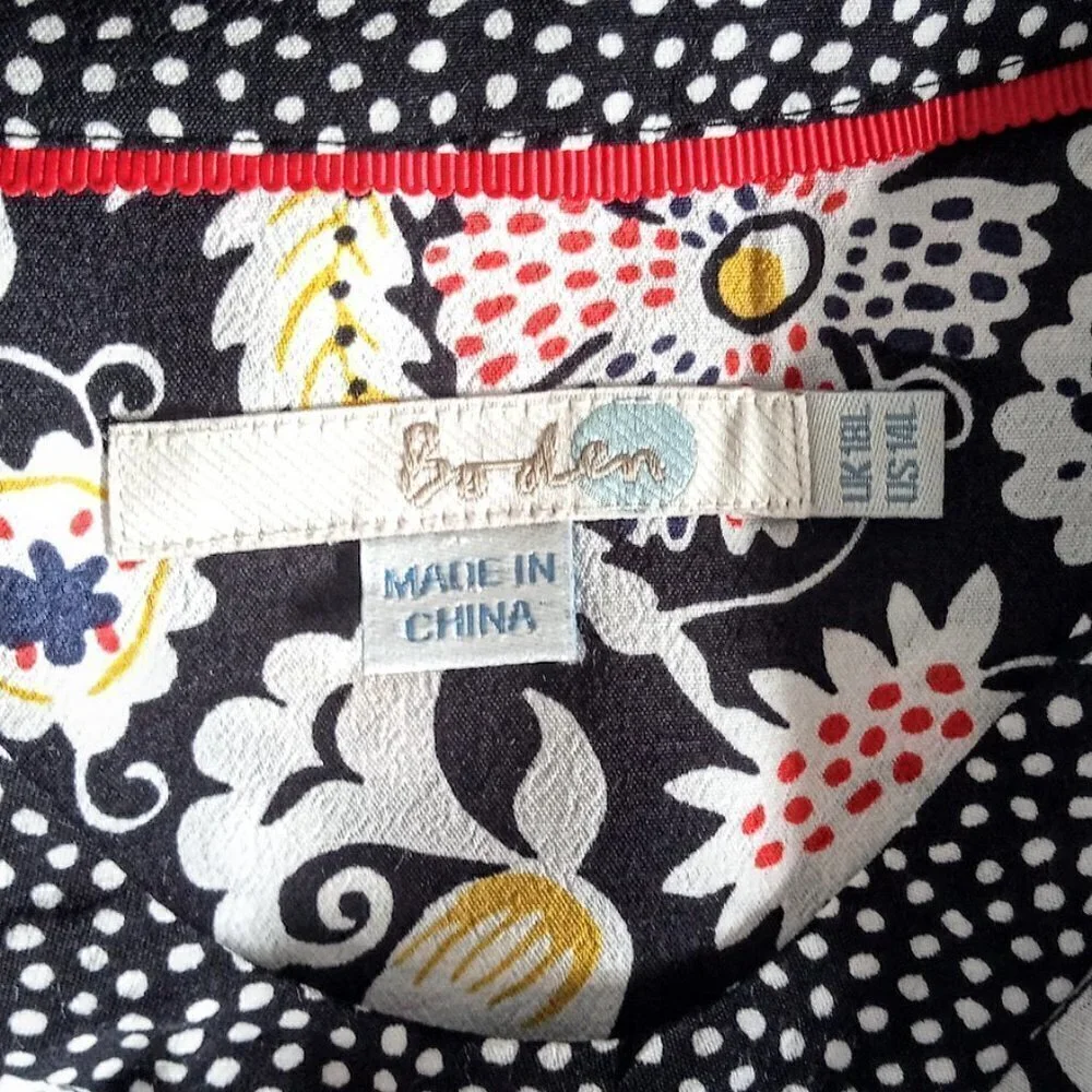 Boden Mollie Floral Patchwork Polka Dot Dress 14L